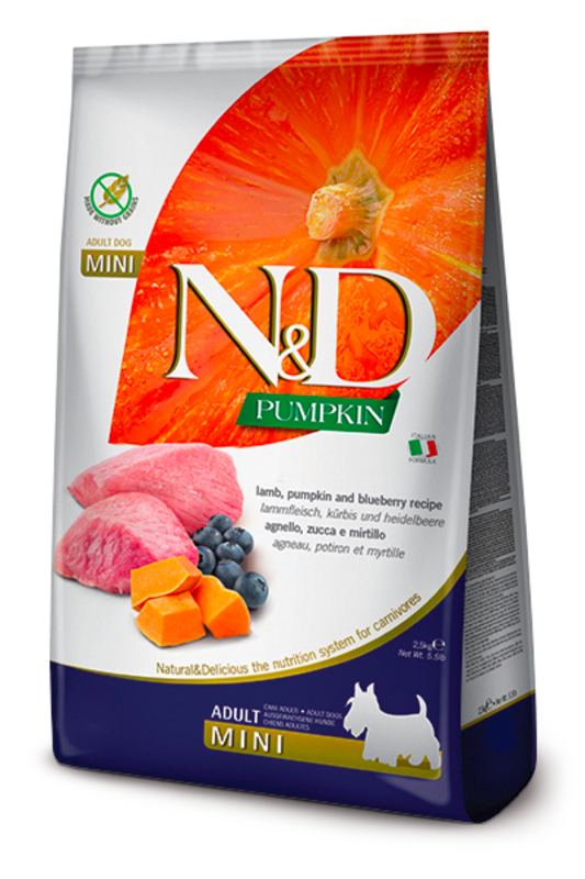 FARMINA N&D Pumpkin - Lamb & Blueberry Adult Mini - Grain Free - 5.5LB
