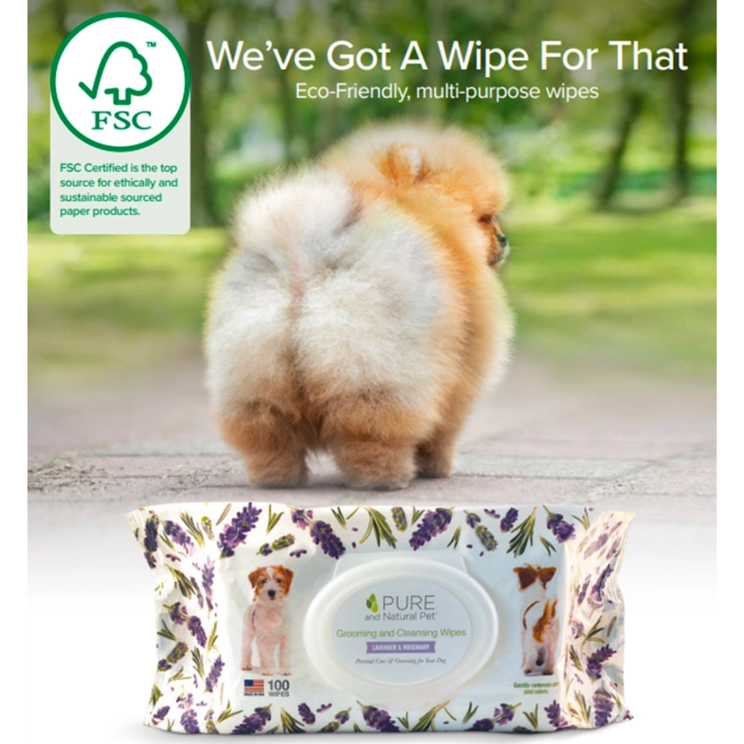 Pure and Natural Pet - Grooming and Cleansing Wipes (Lavender and Rosemary) 100 Wipes