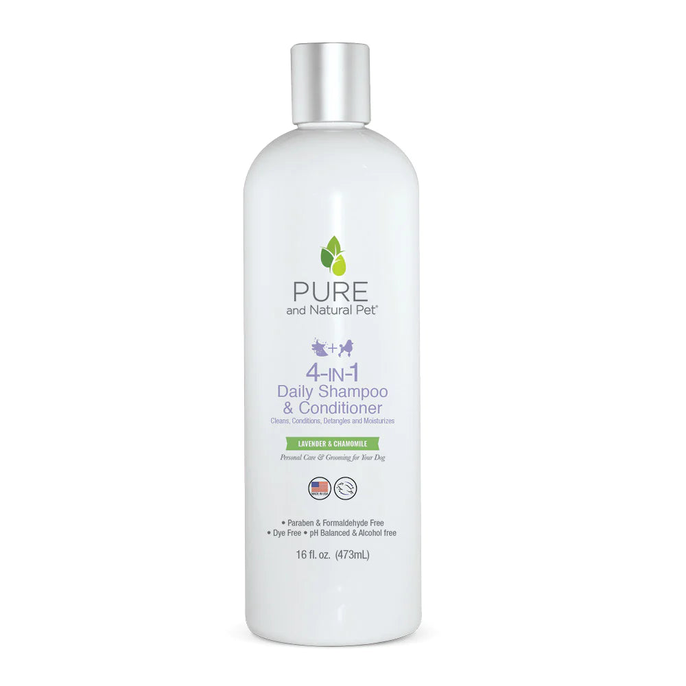 Pure and Natural Organic Pet Shampoo - 4-in-1 Daily Shampoo and Conditioner