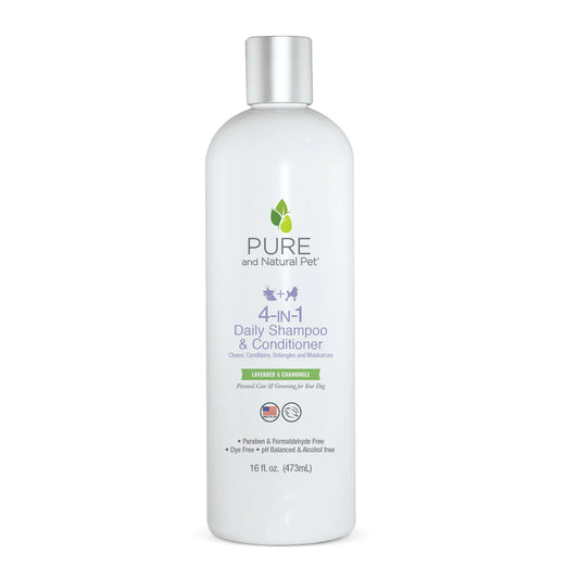 Pure and Natural Organic Pet Shampoo - 4-in-1 Daily Shampoo and Conditioner