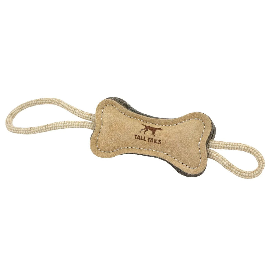 Tall Tails Natural Leather & Wool Bone Toy - 6"