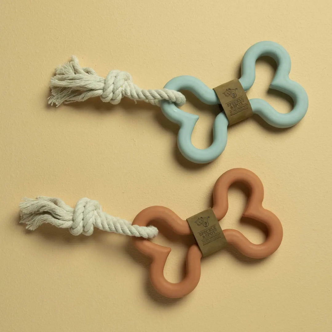Tug & Fetch Rubber Bone Dog Toy | Blue