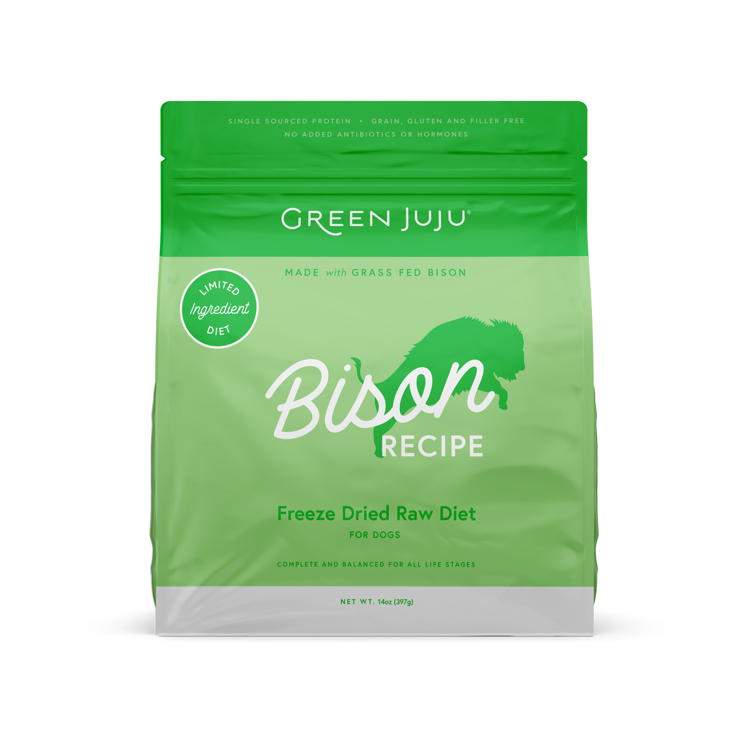 Green Juju: Freeze-Dried Limited-Ingredient Raw Diet - Bison 14oz