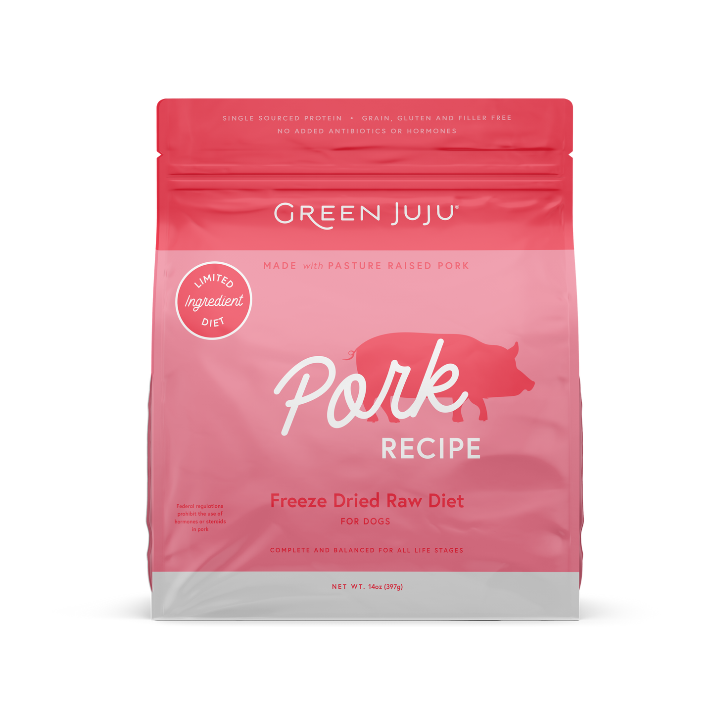 Green Juju: Freeze-Dried Limited-Ingredient Raw Diet - Pork 14oz