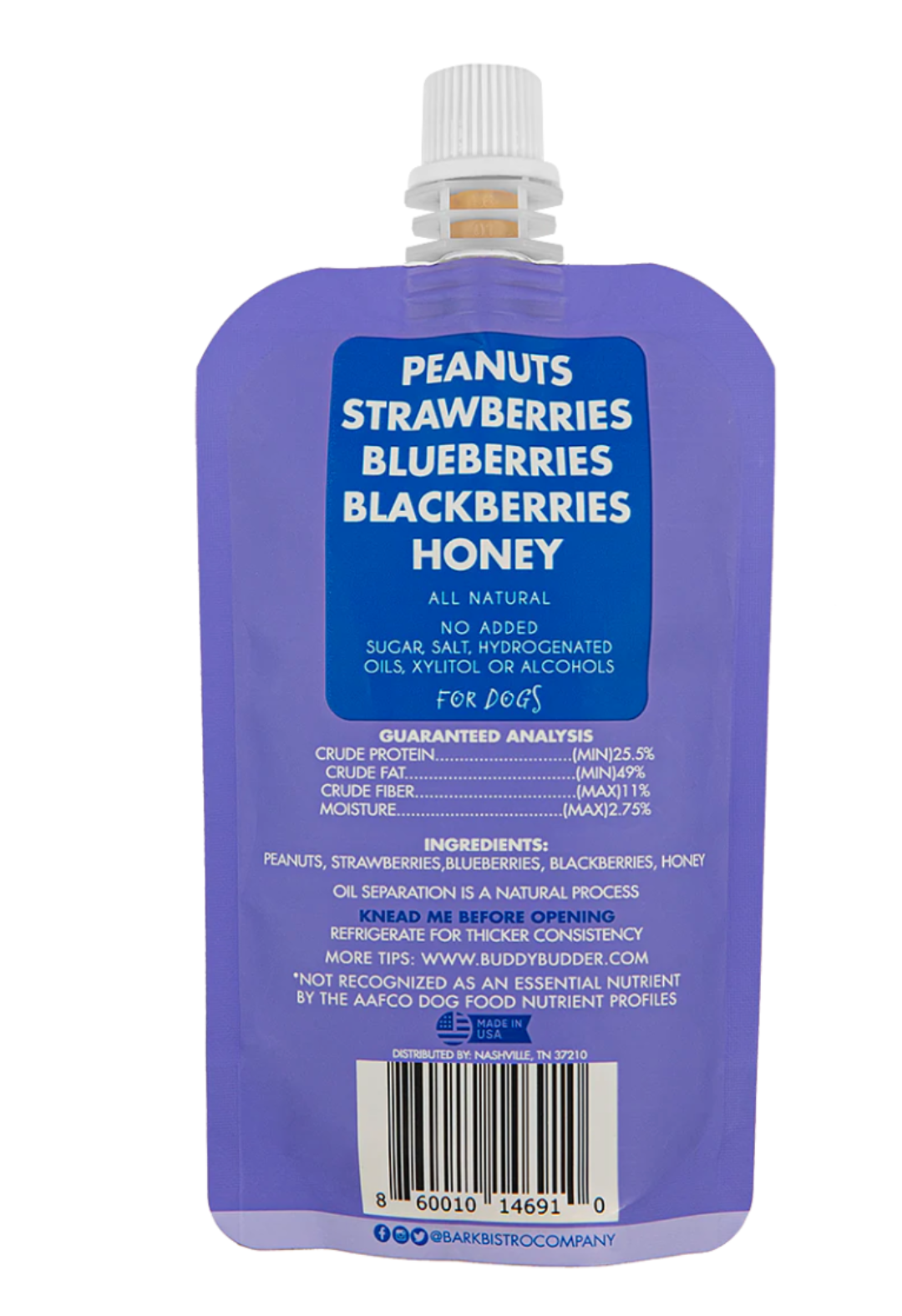 Buddy Budder - Superberry Snoot Peanut Butter Squeeze Pack 4oz