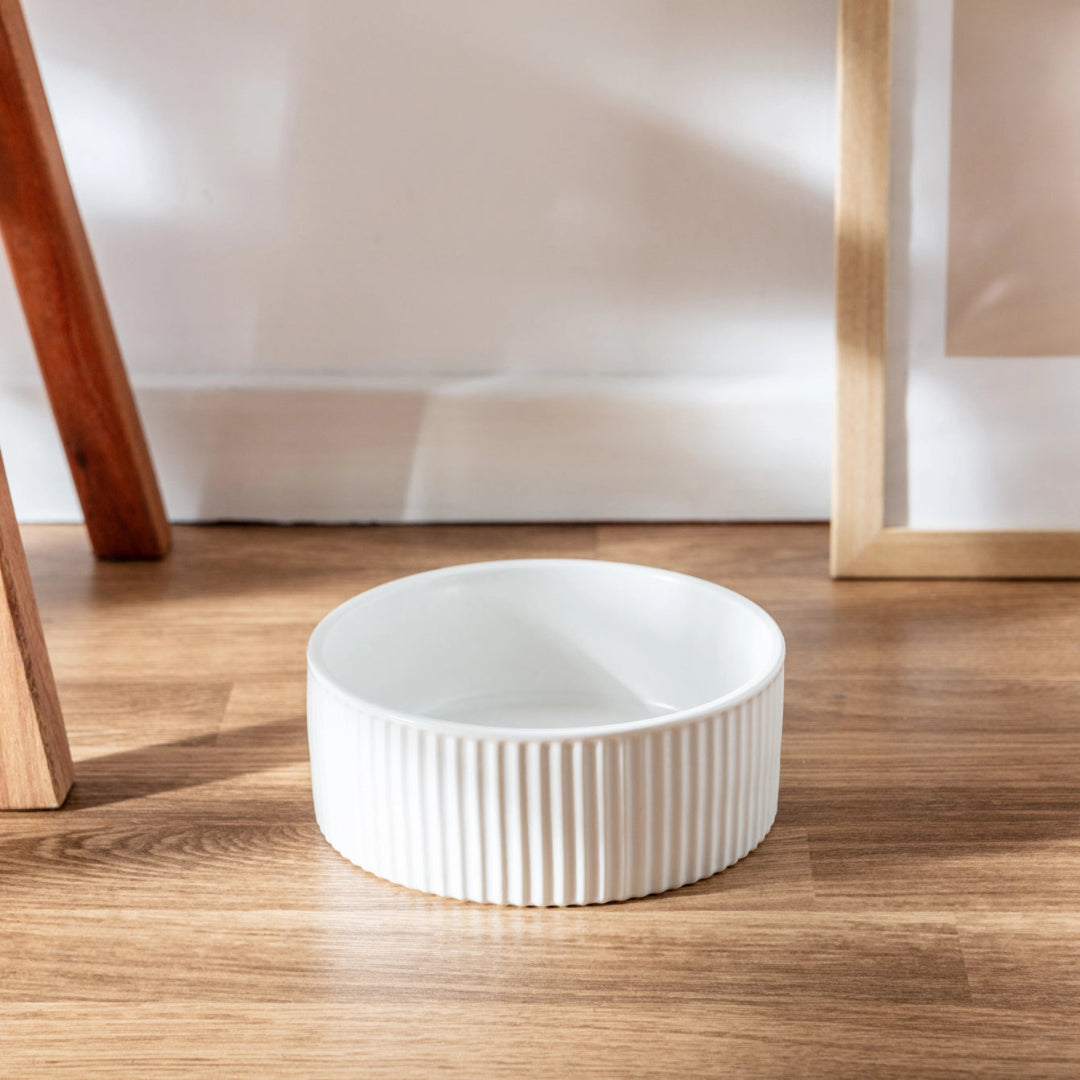 Jardin Ribbed Pet Bowl - White