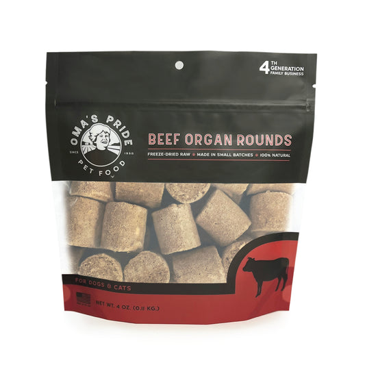 Oma's Pride: Freeze Dried Rounds Beef Organs 4 Oz