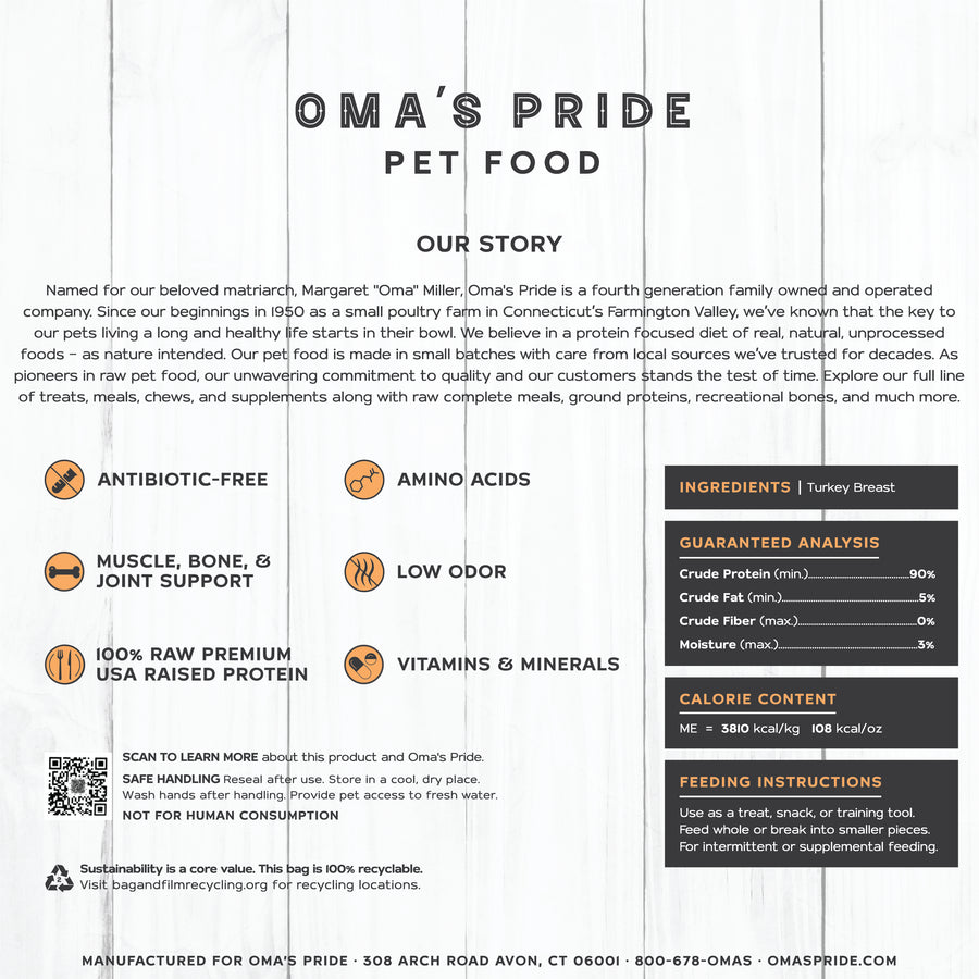 Oma's Pride: Freeze Dried Turkey Breast Chunks 4 Oz