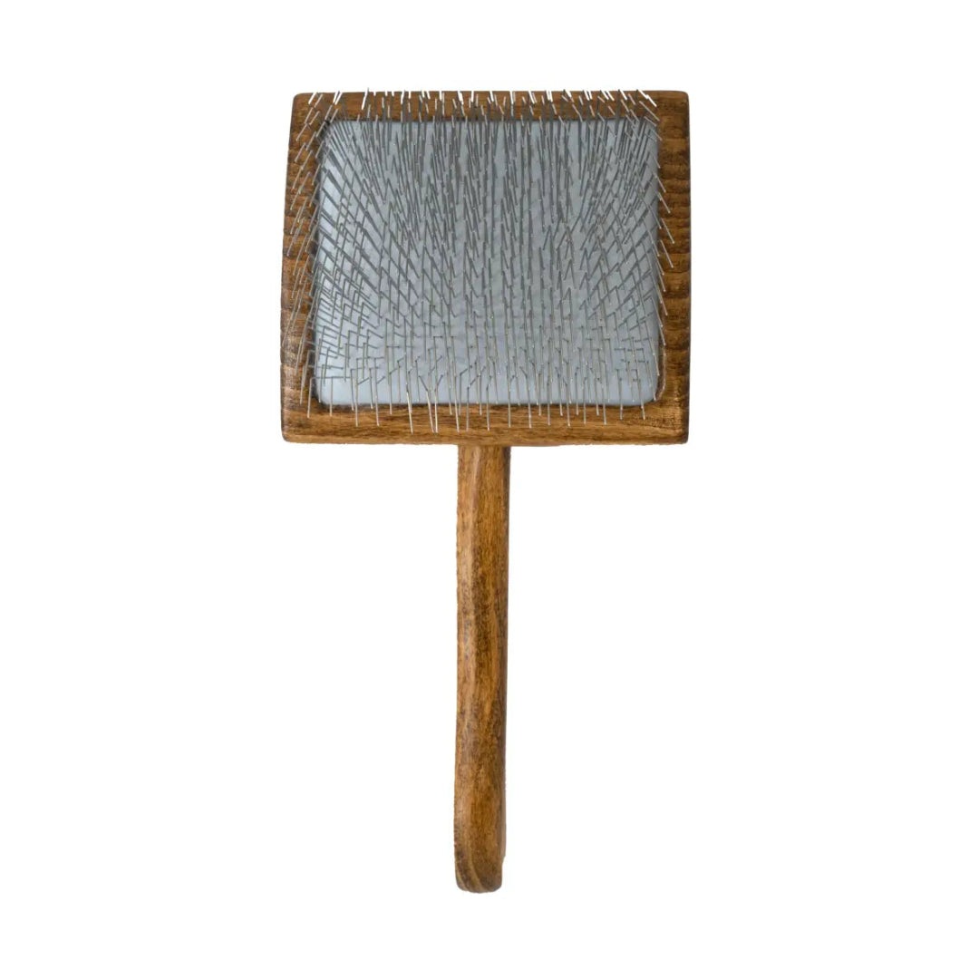 Ergonomic Wooden Slicker Brush with Long Pins For Dense Coats (0.98”)