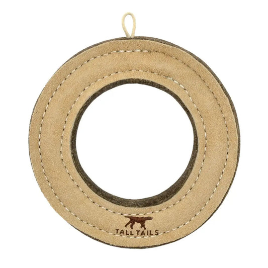 Tall Tails Natural Leather & Wool Ring Toy - 7"
