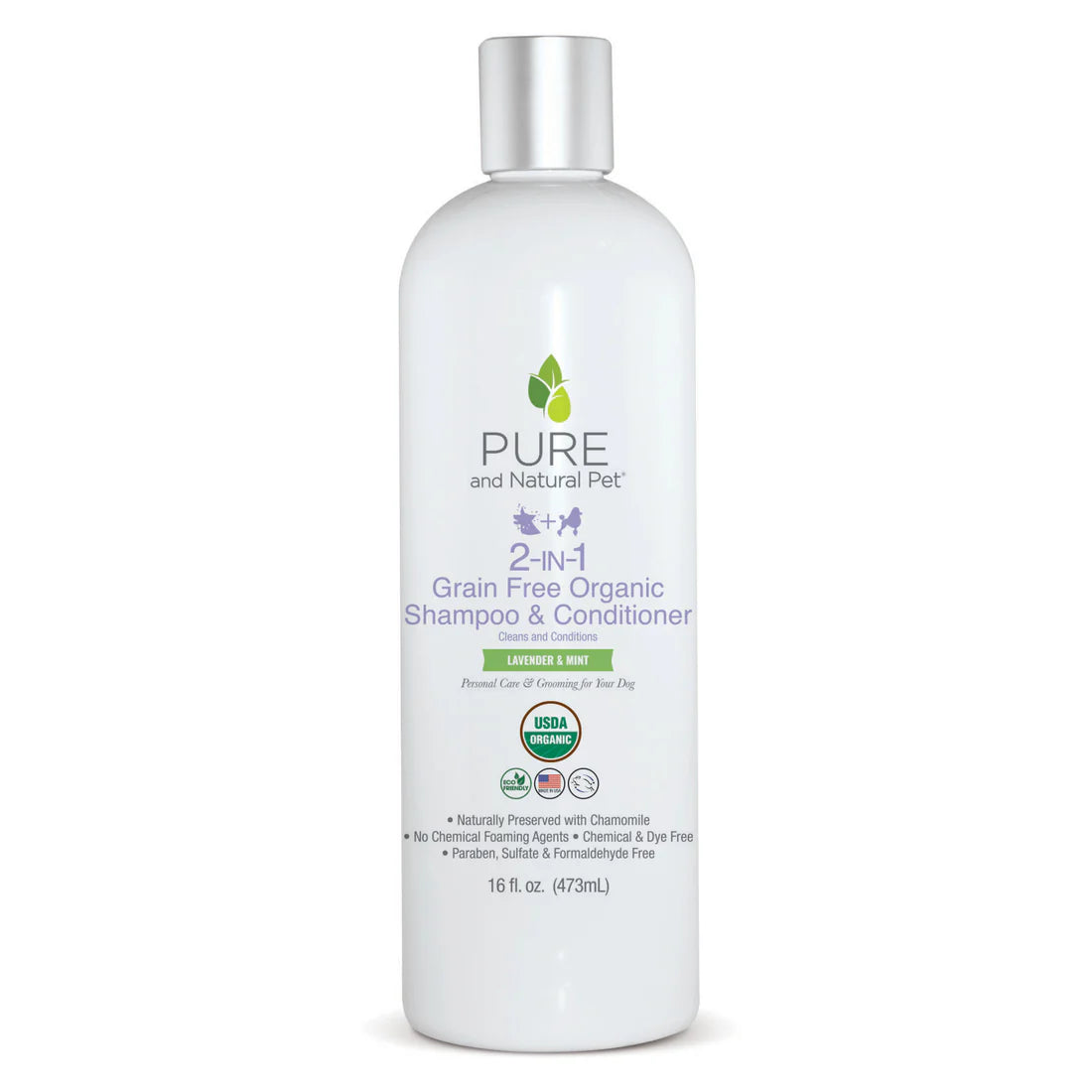 Pure and Natural: 2 In 1 Grain Free Organic Shampoo and Conditioner