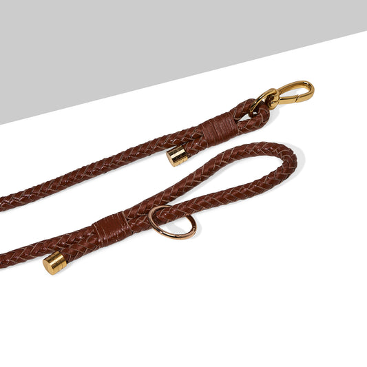 Miaboo Leather Braided Leash - Brown