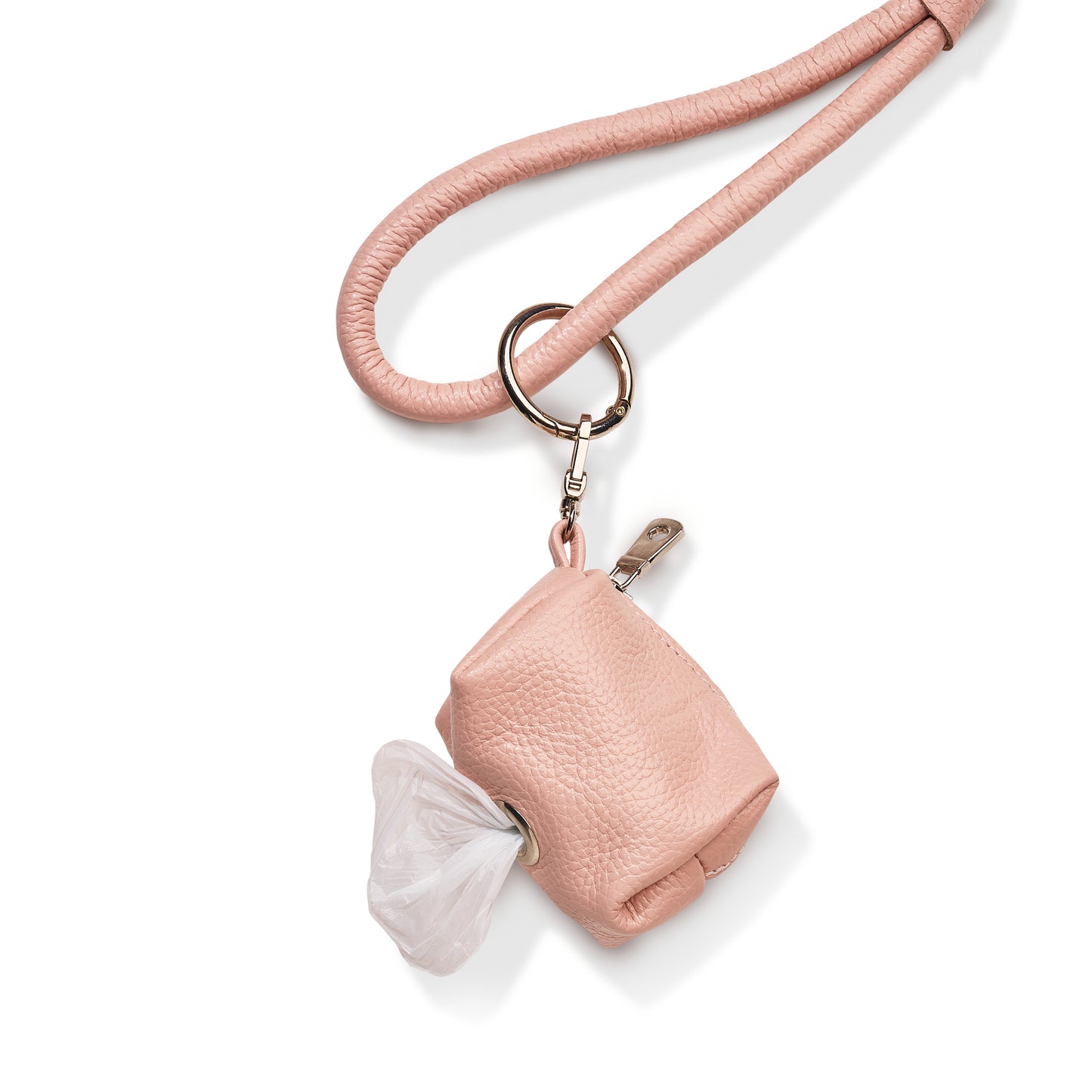 Leather Poop Bag Carrier - Nude