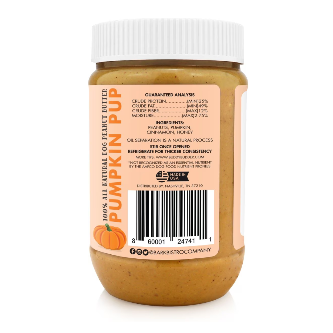 Buddy Budder - Dog Peanut Butter - Pumpkin Pup 17oz jar
