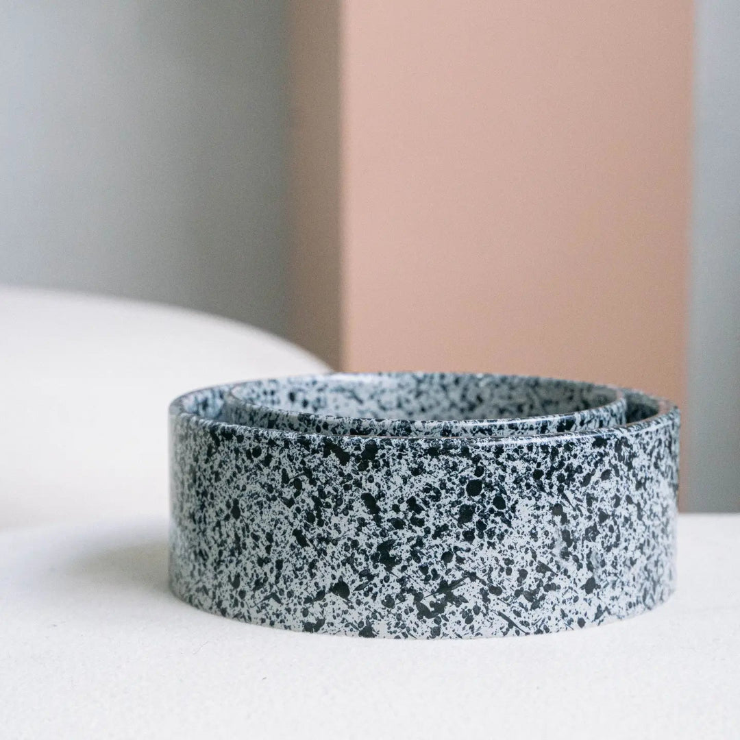 Salt & Pepper Ceramic Dog Bowl