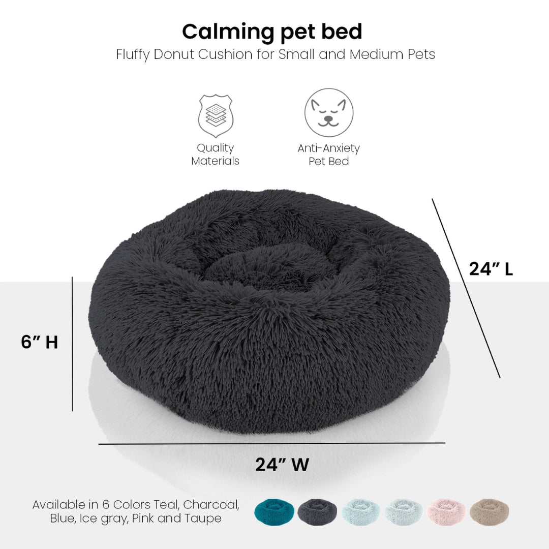 Luxe Shaggy Fur Donut Bolster Pet Bed