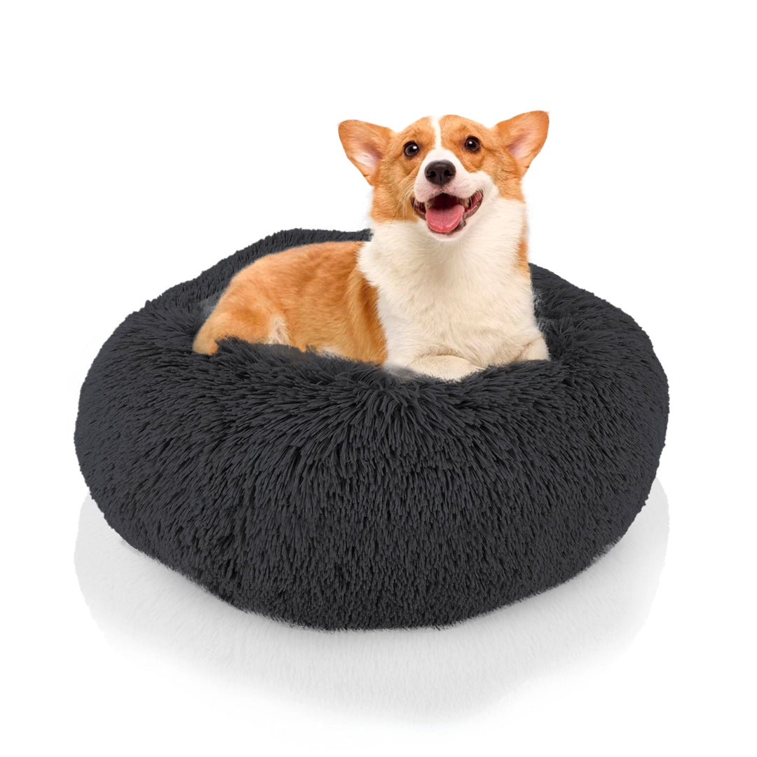 Luxe Shaggy Fur Donut Bolster Pet Bed