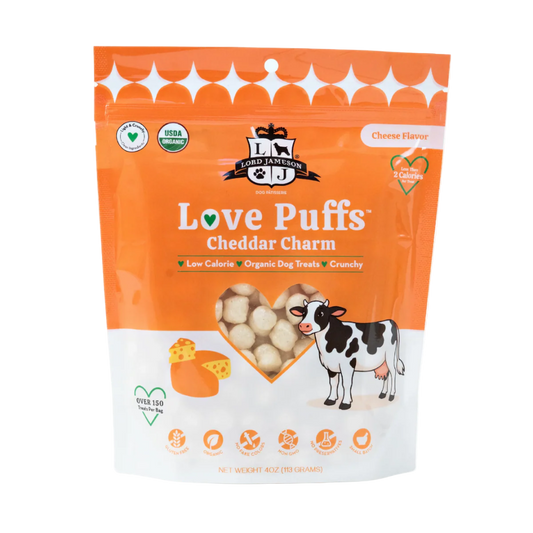Lord Jameson: Love Puffs Organic Dog Treats - Cheddar Charm 4oz