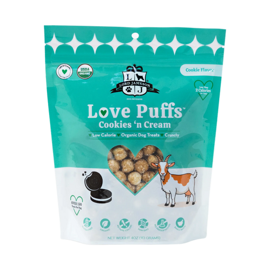 Lord Jameson: Love Puffs Organic Dog Treats - Cookies & Cream 4oz
