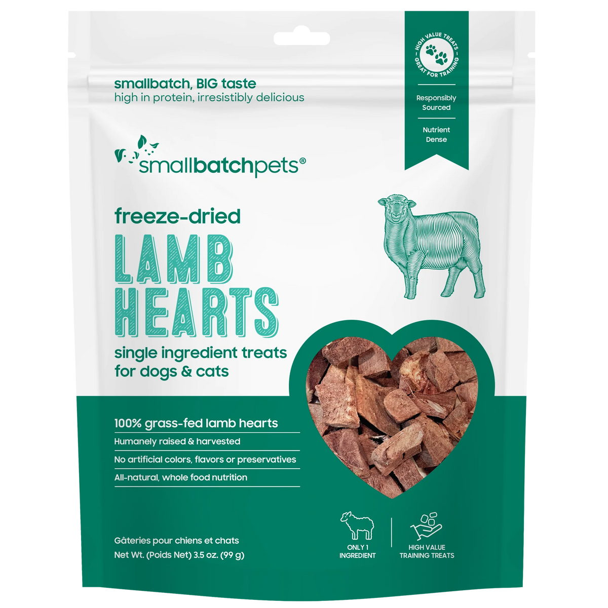 Smallbatch Freeze Dried Lamb Hearts - 3.5 oz