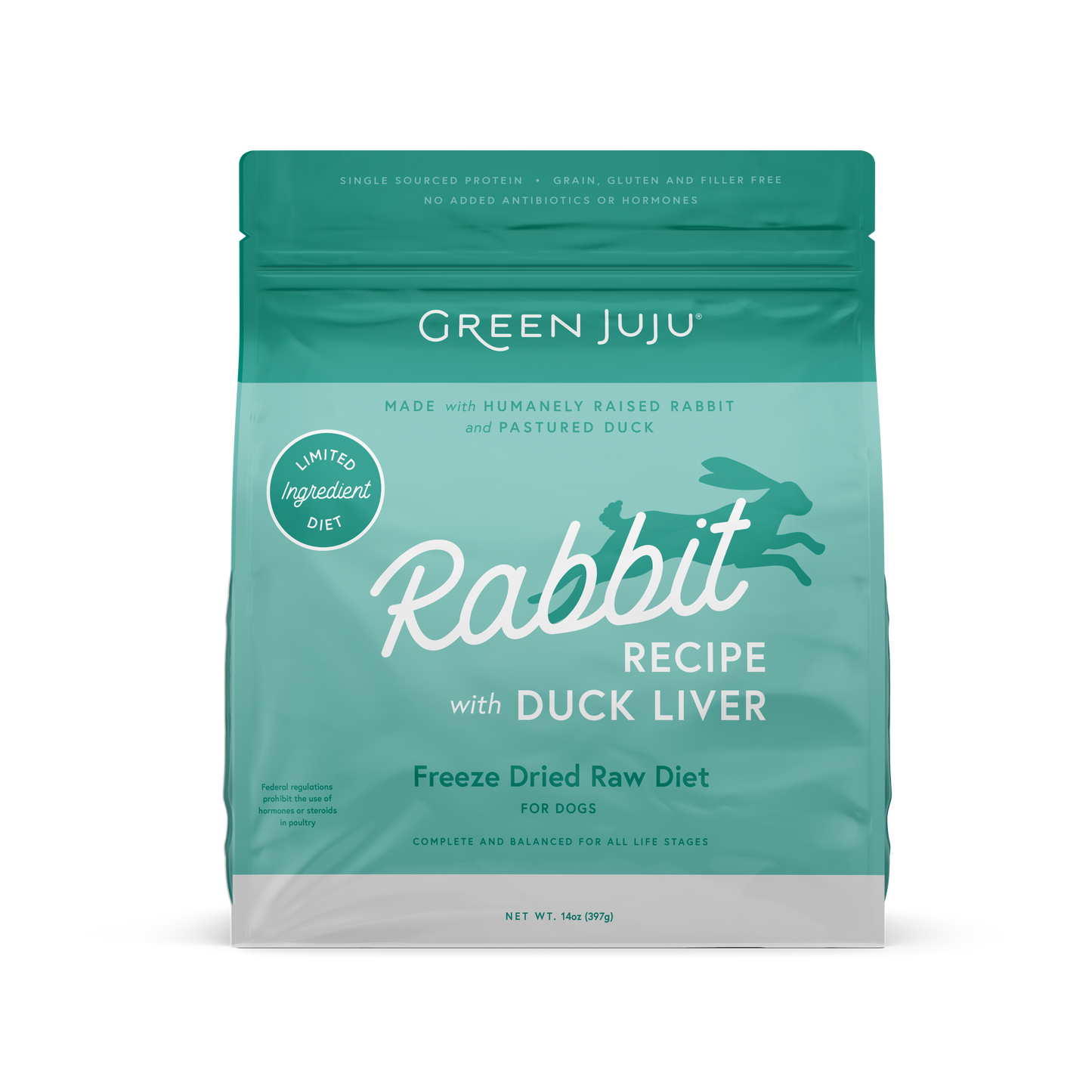 Green Juju: Freeze-Dried Limited-Ingredient Raw Diet - Rabbit with Duck Liver 14oz