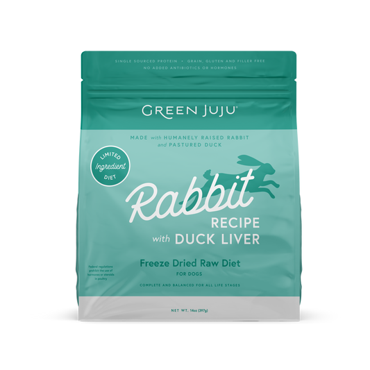 Green Juju: Freeze-Dried Limited-Ingredient Raw Diet - Rabbit with Duck Liver 14oz