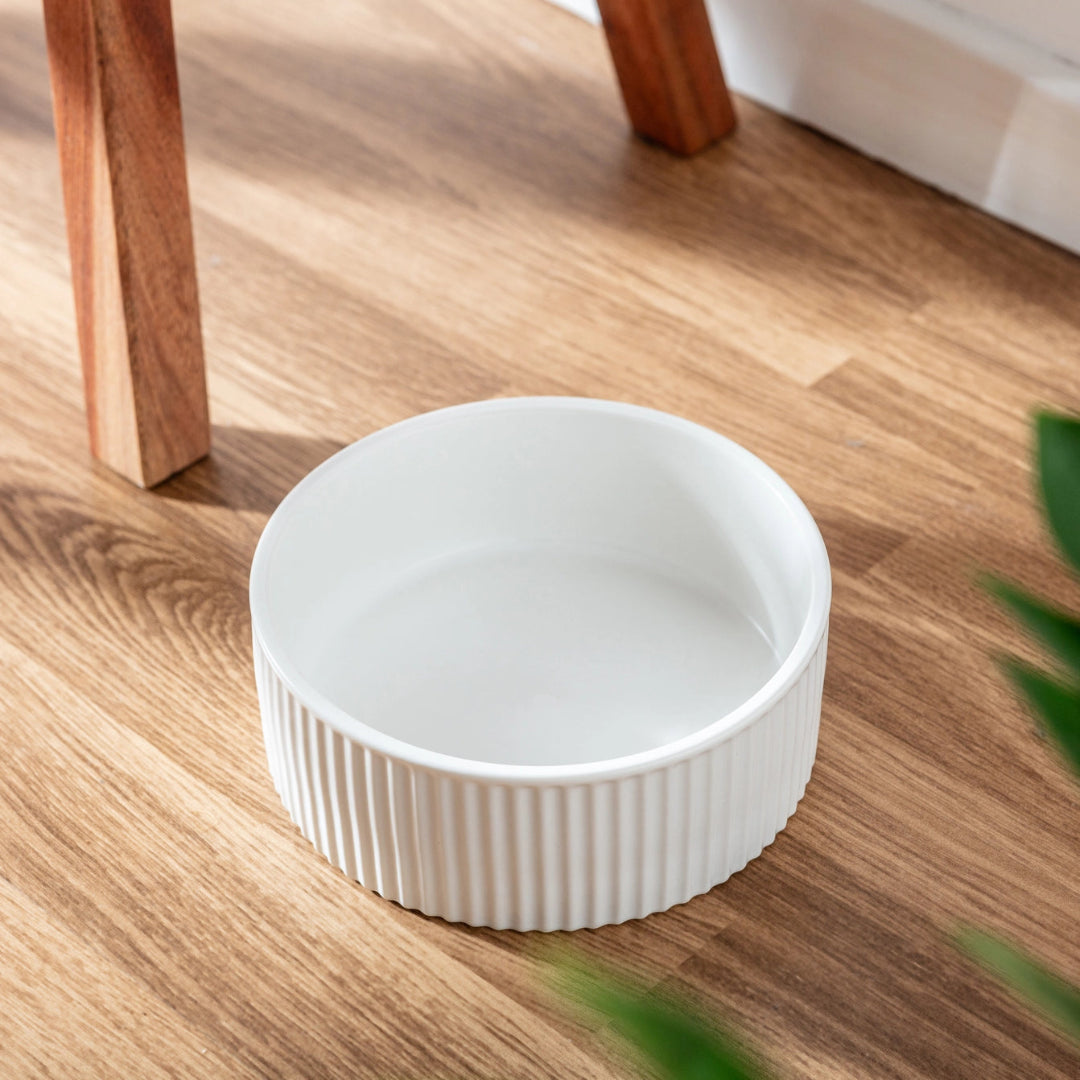 Jardin Ribbed Pet Bowl - White