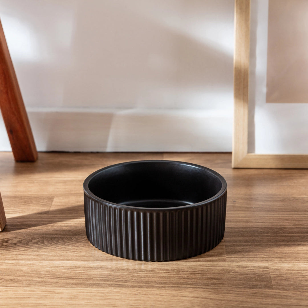 Jardin Ribbed Pet Bowl - Black