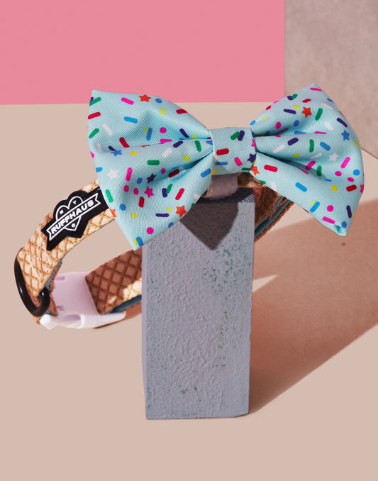 Ruffhaus Sprinkle Me Blue Dog Collar and Bowtie