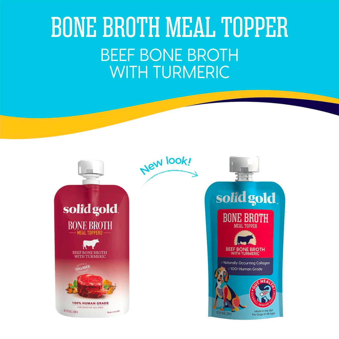Solid Gold Beef Bone Broth with Tumeric Dog Food Topper Now You're